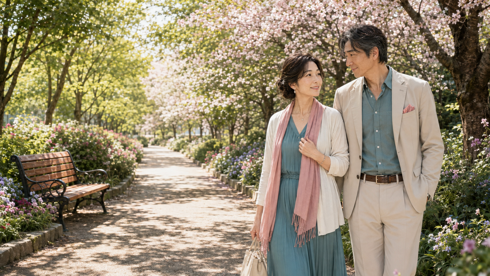 公園でこれからのことを話す二人